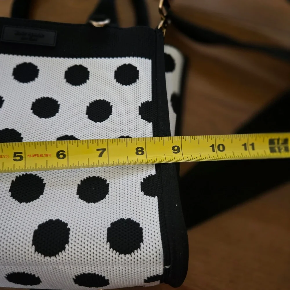 Kate Spade New York Target Polka Dot Knit Mini Tote Bag Black White Crossbody
